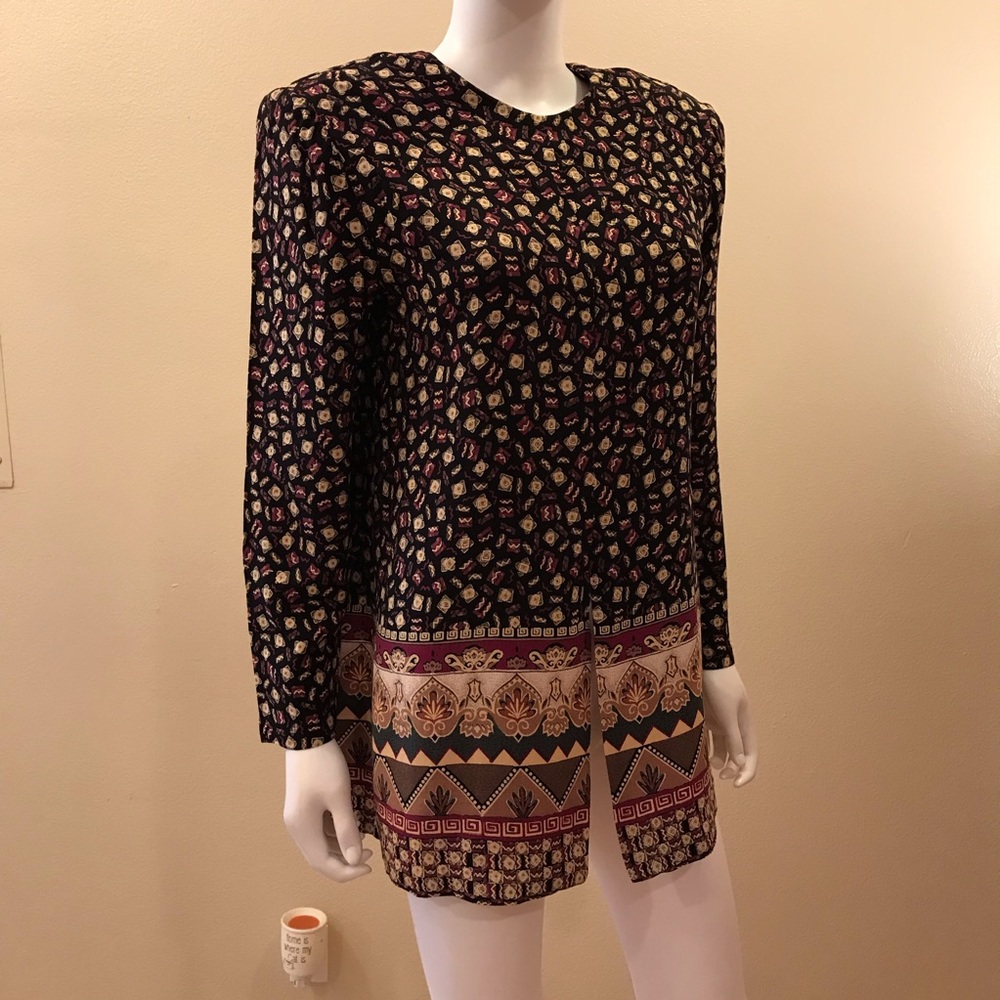 Vintage RM Richards Karen Kwong Tunic Top Size 10 Medium Fall Chic USA Made